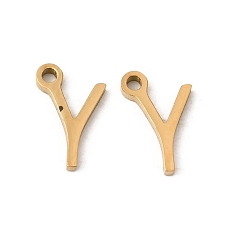 Letter Y 304 подвески из нержавеющей стали, подвески с буквой az~z, ионное покрытие (ip), золотые, Письмо Y, 8x5x1 мм, отверстие : 1 мм