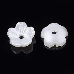 Creamy White 5-Petal ABS Plastic Imitation Pearl Bead Caps, Flower, Creamy White, 8x8x3mm, Hole: 1.5mm