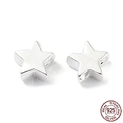 Silver 925 Sterling Silver Beads, Star, Silver, 4.5x4.5x2mm, Hole: 1.2mm