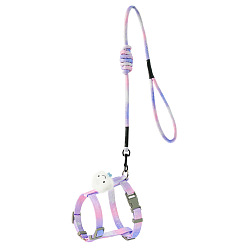 Medium Slate Blue Cat Harness and Leash Set, Cloth Belt Traction Rope Cat Escape Proof with Plastic Adjuster and Alloy Clasp, Adjustable Harness Pet Supplies, Medium Slate Blue, Inner Diameter: 18~32mm, Rope: 10mm