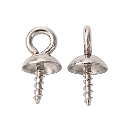 Stainless Steel Color 304 Stainless Steel Screw Eye Pin Peg Bails, For Half Drilled Beads, Stainless Steel Color, 10x4mm, Hole: 2mm, Pin: 1.34mm