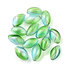 Светло-Голубой Прозрачные стеклянные бусины ручной работы из дутого стекла, узоров, рис, Небесно-голубой, 18.5~19.5x9.5~10.5 мм, отверстие : 0.8~2 мм