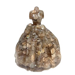 Лунный Камень Украшение для показа платья из смолы, с кусочками натурального лунного камня внутри статуй для украшения домашнего офиса, 80x80x85 мм