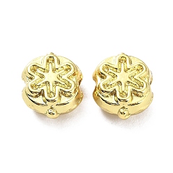 Real 18K Gold Plated Rack Plating Alloy Beads, Long-Lasting Plated, Lead Free & Cadmium Free, Flower, Real 18K Gold Plated, 8.5x7x4.5mm, Hole: 1.2mm