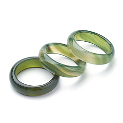 Olive Drab Natural Agate Rings, Olive Drab, Size 6~12(16~22mm)