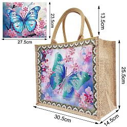 Butterfly Diamond Painting DIY Hand Bag Kits, Gunny Bag, Butterfly, 305x255x145mm