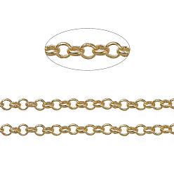 Golden Brass Rolo Chains, Belcher Chains, Soldered, Long-Lasting Plated, with Spool, Cadmium Free & Nickel Free & Lead Free, Golden, 2.4x0.8mm, about 92m/roll