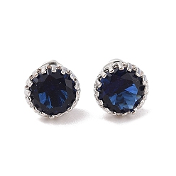 Прусский Синий Серьги-гвоздики с латунным покрытием и одинарным кубическим цирконием, долговечный, карат круглой формы, платина, берлинская лазурь, 9 мм