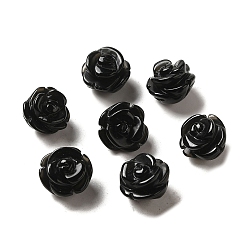 Black Agate Natural Black Agate Beads, Rose, 10x5~9mm, Hole: 1mm