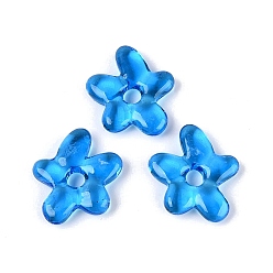 Bleu Dodger Perles lampwork, perles au chalumeau, faits à la main, fleur, Dodger bleu, 18~18.5x17~17.5x4~5mm, Trou: 3~4mm