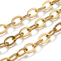 Настоящее золото 18K Ионное покрытие (ip) 304 кабельные цепи из нержавеющей стали, несварные, реальный 18 k позолоченный, 15x10x1.5 мм