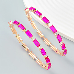 Rose pink Sparkling Rhinestone Rectangle Earrings for Women - Glamorous Chain Design