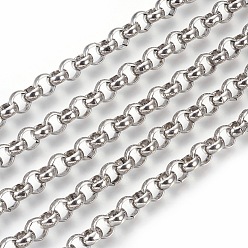 Stainless Steel Color 304 Stainless Steel Rolo Chains, Belcher Chain, Unwelded, Stainless Steel Color, 7mm