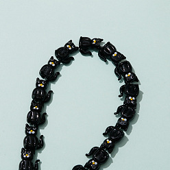 Черный Стеклянные бусины, кошка, чёрные, 20x16 мм