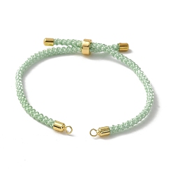 Аквамарин Изготовление регулируемого нейлонового хлопкового шнура, с реечной обшивкой латунными выводами, золотые, аквамарин, 4-3/4~8-7/8 дюйм (12~22.5 см), 3 мм, отверстие : 2 мм