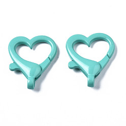 Бирюза Застежки-клешни из экологически чистого сплава, окрашенные распылением, без кадмия, без никеля и без свинца, сердце, бирюзовые, 26x22x5.5 мм, отверстие : 2 мм