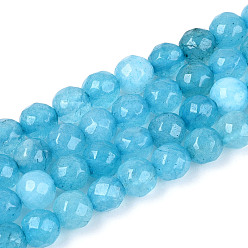 Темно-Голубой Окрашенные природные белый нефрит бисер пряди, круглые, граненые, глубокое синее небо, 5.5~6.2 мм, отверстие : 1 мм, около 65~66 шт / нитка, 14.76~15.16'' (37.5~38.5 см)