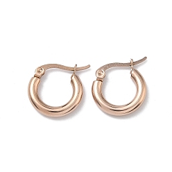 Розовое Золото 304 серьги из нержавеющей стали для женщин, ионное покрытие (ip), Кольцевая форма, розовое золото , 16x18x3 мм