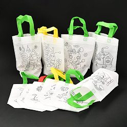 Смешанные Узоры Прямоугольные нетканые diy экологические каракули сумки, с ручками, для детей поделки своими руками, смешанные узоры, 360 мм
