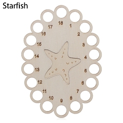 Starfish Wooden Embroidery Thread Plate, Cross Stitch Threading Board Tools, Oval, Starfish, 15x10.6cm