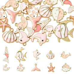 (52) Непрозрачная лаванда 20 шт. 10 стили эмалевые подвески из сплава морских животных, разнообразные, разноцветные, 12.5~31x11~25x1.5~3.5 мм, отверстие : 1.6~2.5 мм, 2 шт / стиль