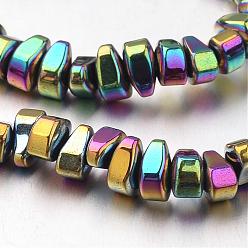 Multi-color Plated Electroplate Non-magnetic Synthetic Hematite Bead Strands, teardrop, Multi-color Plated, 6x4x3mm, Hole: 1mm, about 135pcs/strand, 15.7 inch