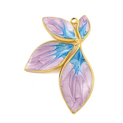 чертополох Ионное покрытие (ip) 304 подвески из нержавеющей стали, с эмалью, реальный 18 k позолоченный, очарование листа, чертополох, 34x23x2.5 мм, отверстие : 1.4 мм