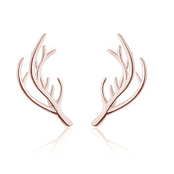 Rose color Adorable Deer Antler Christmas Earrings for Girls with Woodland Charm