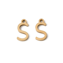 Letter S 304 подвески из нержавеющей стали, подвески с буквой az~z, ионное покрытие (ip), золотые, Письмо с, 8x5x1 мм, отверстие : 1 мм