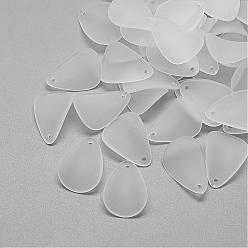 Clear Transparent Acrylic Pendants, Frosted, Petal, Clear, 20.5x14.5x1.5mm, Hole: 1.5mm, about 1000pcs/500g