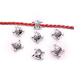 Antique Silver Halloween Theme Tibetan Style Alloy Beads, Large Hole Beads, Skull, Antique Silver, 15x12x8mm, Hole: 5mm, 100pcs/bag