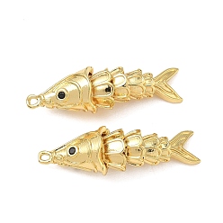 Настоящее золото 18K Латунные микро проложить кубического циркония подвески, рыбы прелести, реальный 18 k позолоченный, 35x10x10 мм, отверстие : 1.5 мм
