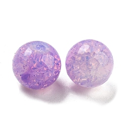 Medium Purple Transparent Spray Painting Crackle Glass Beads, Round, Medium Purple, 10mm, Hole: 1.6mm, 200pcs/bag