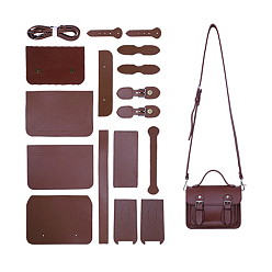 Brown DIY Knitting Crochet Bag Making Kit, Including Cowhide Leather Bag Accessories, Brown, 6.5x18.5x14.5cm