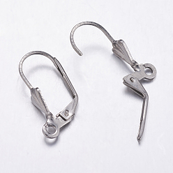 Stainless Steel Color 304 Stainless Steel Hoop Earrings, Leverback Hoop Earrings, Stainless Steel Color, 19.5x11x5.5mm, Hole: 1.5mm, pin: 0.8mm