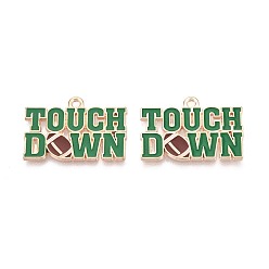 Зеленый Подвески из эмалевого сплава на тему регби, заклинания "приземление по слову", золотые, зелёные, 17x25x1 мм, отверстие : 1.6 мм