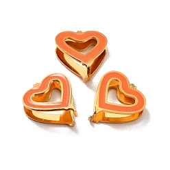 Light Salmon 304 Stainless Steel Snap on Bails, with Enamel, Heart, Golden, Light Salmon, 11x9.5x3.5mm, Pin: 0.9mm