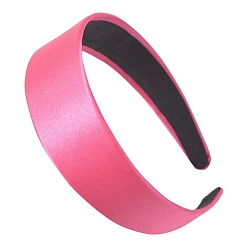 Hot Pink Solid Color Cloth Hair Band, Wide Satin Hair Accessories for Girl, Hot Pink, 140x130x20mm