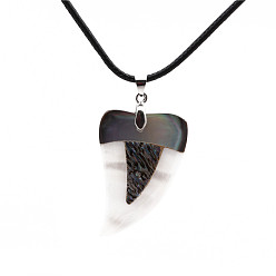 fangs Stylish Wolf Fang and Abalone Shell Pendant Necklace - Unique Animal Jewelry
