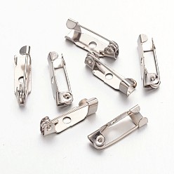 Platinum Iron Brooch Findings, Back Bar Pins, with One Hole, Platinum, 15x5x4.5mm, Hole: 1.8mm