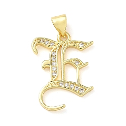 Letter E Латунные микро проложить кубического циркония подвески, стойки покрытие, без свинца и без кадмия, долговечный, реальный 18 k позолоченный, буквы, Письмо E, 22.5x17x1.8 мм, отверстие : 3.5x5 мм