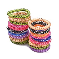 Mixed Color Telephone Cord Elastic Hair Ties, Ponytail Holder, Plastic, Mixed Color, 6mm, Inner Diameter: 32~35mm