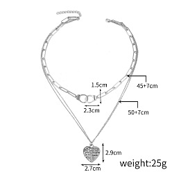 N2109-9 Ancient Silver Family Tree Heart Pendant Double Layer Necklace for Mother and Daughter with Love Letter Charm