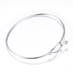 Stainless Steel Color 304 Stainless Steel Bangles, with 201 Stainless Steel Beads, Stainless Steel Color, 2-1/4 inch(54mm)x2-1/2 inch(62.5mm)