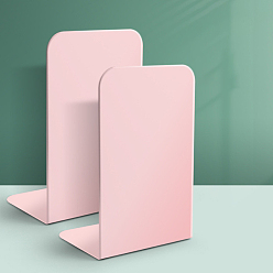Pink Non-Skid Iron Bookend Display Stands, Desktop Heavy Duty Metal Book Stopper for Shelves, Teachers' Day, L-Shape, Pink, 13.5x9x21cm