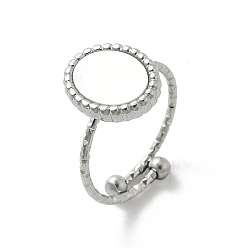 Нержавеющая Сталь Цвет Овальные 304 кольца-манжеты из нержавеющей стали белого цвета для женщин, цвет нержавеющей стали, 13x10.5 мм, внутренний диаметр: регулируемый