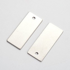 Stainless Steel Color Stainless Steel Stamping Blank Tag Pendants, Rectangle, Stainless Steel Color, 38x16x1mm, Hole: 3mm