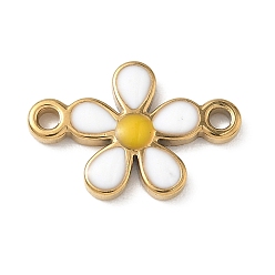 Белый 304 эмалированные подвески из нержавеющей стали, цветок ссылки, ионное покрытие (ip), реальный 18 k позолоченный, белые, 13.5x20.5x2.5 мм, отверстие : 1.8 мм