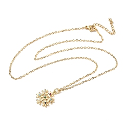 Золотой Ожерелье с кулоном из кубического циркония, с 304 цепи из нержавеющей стали, кабельные цепи и зажимные клещи омара, Рождественские снежинки, красочный, золотые, 17.5 дюйм (44.5 см), 1.5 мм