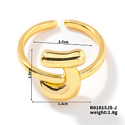 Letter J Модные латунные открытые манжеты для женщин с буквенным принтом, золотые, европейский и американский стиль, буква J, внутренний диаметр: 17 мм